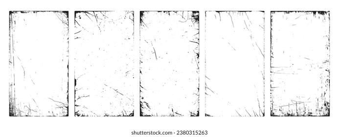 Distressed grunge paper overlay texture with dust. Worn urban dust effect background with scratches and ripples. Crumpled paper for poster or vinyl album cover, dirty, grainy vector illustration.