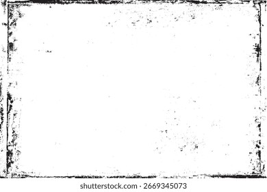 Distressed Grunge Rectangle Frame Black and White Texture Overlay