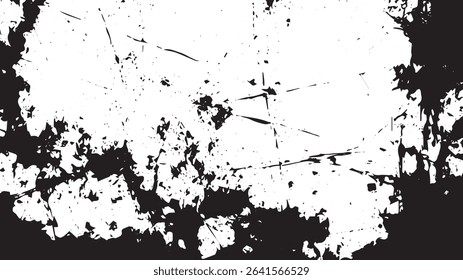Distressed Grunge Splatter Texture with Black Ink Streaks on White Background