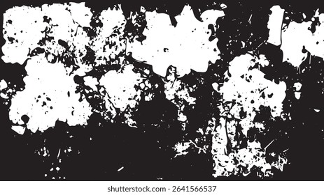 Distressed Grunge Splatter Texture in High Contrast Black and White