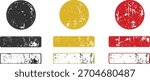 Distressed Grunge Stamp Shapes Vector Set: Authentic Vintage Round and Rectangle Textures for Overlay, Rubber Stamp Effect, Retro Badges, Certification Seals, and Branding.