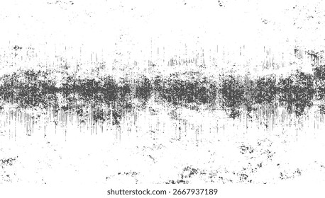 Una textura grunge angustiada con marcas de color gris oscuro y motas sobre un fondo blanco.