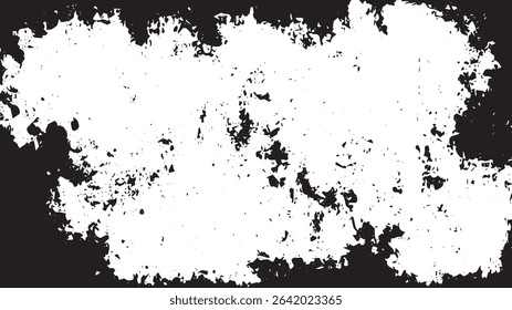 Distressed Grunge Texture Frame, Black and White Rough Edge Overlay for Photo Masking and Design