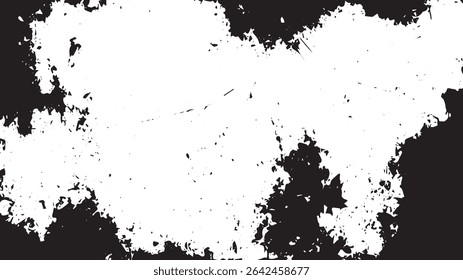 Distressed Grunge Texture with Rough Border and Central Negative Space in Black and White