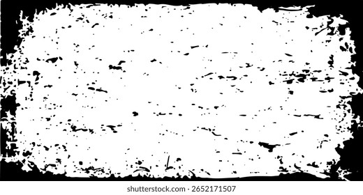 Textura grunge angustiada com traços de pincel branco áspero em um plano de fundo preto