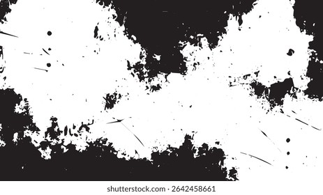 Distressed Grunge Texture with Scratches and Ink Splatter, High-Contrast Black and White Overlay Background