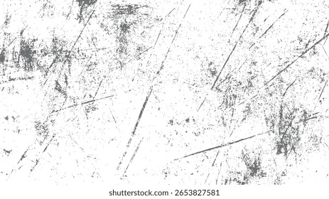 Distressed grunge texture with sharp scratches and gritty dust. High contrast background for vintage surface art and retro design.
