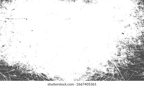 Uma textura grunge angustiada com um fundo branco e dispersos arranhões e manchas cinza escuro.