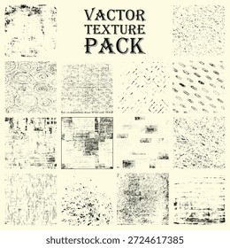 Distressed Grunge Vector Texture Overlay Collection, Abstract Rough Ink and Eroded Pattern Textures, Gritty Weathered Vector Elements for Graphic Design