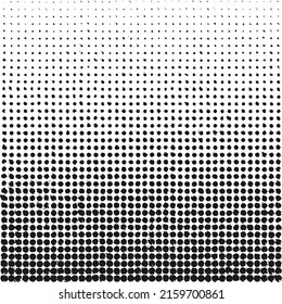 Patrón de textura de punto medio de tono de grises con problemas. Un arreglo lineal de círculos punteados. Aislado sobre fondo blanco.