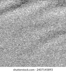 Distressed grungy horizontal halftone line pattern. An arrangement of distorted parallel lines. Isolated on a white background.