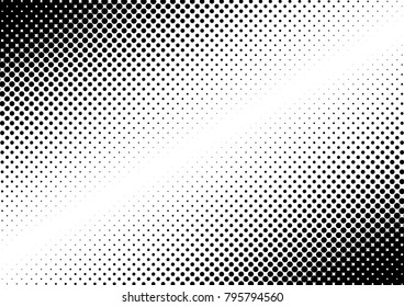 Distressed Halftone Background. Pop-art Pattern. Black and White Abstract Texture. Points Overlay. Vector illustration