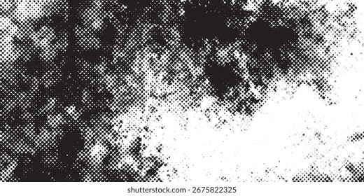 Distressed Halftone Dot Grunge Textura Negro Blanco Abstractas
