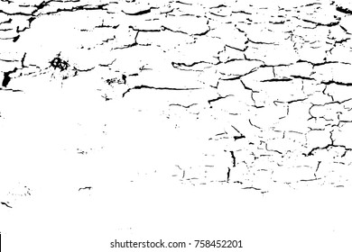 Distressed halftone grunge black and white vector texture -old wood bark texture background with cracks for creation abstract vintage design effect with noise and grain
