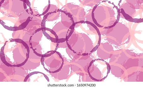 Distressed hand drawn circles geometry fabric print. Circular blot overlapping elements vector seamless pattern. Ink texture circles geometry fabric design.