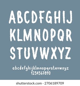 Distressed, hand-drawn vector alphabet set with rough, ragged edges in a grunge brush style. Perfect for creative typography, titles, and modern display design