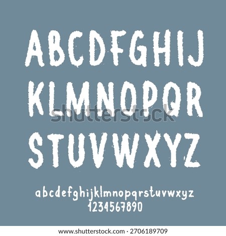 Distressed, hand-drawn vector alphabet set with rough, ragged edges in a grunge brush style. Perfect for creative typography, titles, and modern display design