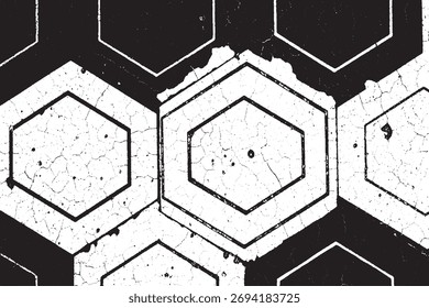 Patrón de rejilla hexagonal angustiado Superposición de grunge