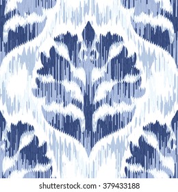 Distressed Ikat Medieval Damask Pattern Seamless Vector Background Tile

