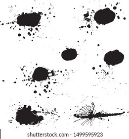 Distressed ink stain,spot. Grunge Textures. Silhouette splatter graphics. Splatter Ink Spot. Brushes