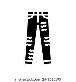 distressed jeans streetwear cloth fashion glyph icon vector. distressed jeans streetwear cloth fashion sign. isolated symbol illustration