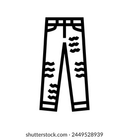 distressed jeans streetwear cloth fashion line icon vector. distressed jeans streetwear cloth fashion sign. isolated contour symbol black illustration