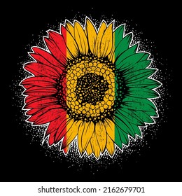 Distressed Juneteenth Sunflower Flag T Shirt Design, Illustration juneteenth sunflower flag vector design