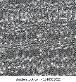 Distressed knit texture. Distorted mesh fabric. Monochrome textured background.