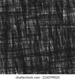 Distressed linen cloth in the dark. Crumpled gauze structure. Wrinkled grunge background. Graphics in black and white. Abstract vector.