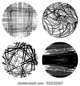 Distressed Lines  Black Set Overlay Texture For Your Design. EPS10 vector.