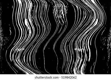 Distressed Lines Wavy  Black Overlay Texture For Your Design. EPS10 vector.