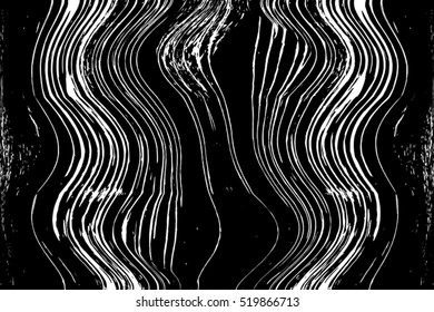 Distressed Lines Wavy  Black Overlay Texture For Your Design. EPS10 vector.