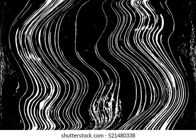 Distressed Lines Wavy Black and White Overlay Texture For Your Design. EPS10 vector.