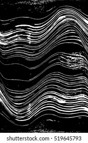 Distressed Lines Wavy Zebra Black Overlay Texture For Your Design. EPS10 vector.