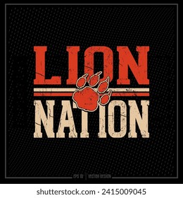 Distressed Lion Nation, Lion Nation, Sports Emblem, Sports 