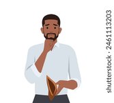Distressed man with empty wallet suffer from bankruptcy. Flat vector illustration isolated on white background
