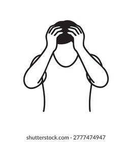 Distressed man holding his