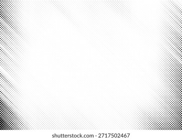Distressed Monochrome Halftone Dot Gradient Background Grunge Texture Effect with Faded Vignette Corners