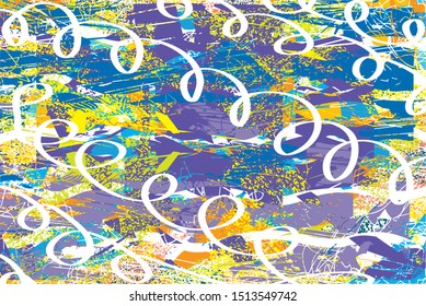 Distressed multicolor background with dots,scratches and nets. Abstract vector illustration