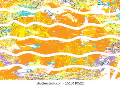 Distressed multicolor background with dots,scratches and nets. Abstract vector illustration