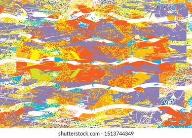 Angustiado fondo multicolor con puntos, arañazos y redes. Ilustración vectorial Abstractas