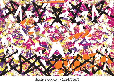 Distressed multicolor background with scratches and lines. Abstract vector illustration
