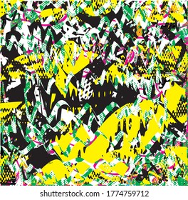 Distressed multicolor background with scratches and lines. Abstract vector illustration