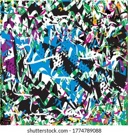 Distressed multicolor background with scratches and lines. Abstract vector illustration