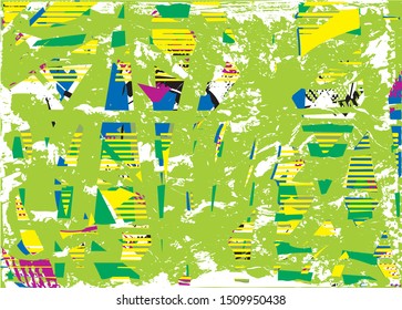 Distressed multicolor background with scratches and nets. Abstract vector illustration