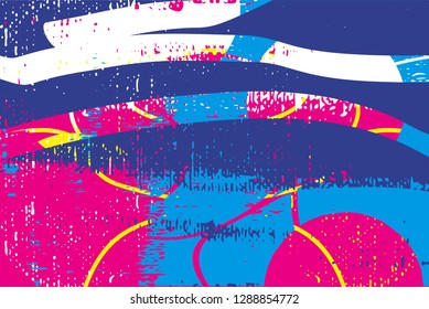 Distressed multicolor background with spots, scratches and lines. Abstract vector illustration