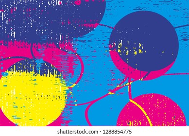 Distressed multicolor background with spots, scratches and lines. Abstract vector illustration