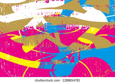 Distressed multicolor background with spots, scratches and lines. Abstract vector illustration