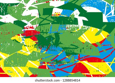 Distressed multicolor background with spots, scratches and lines. Abstract vector illustration