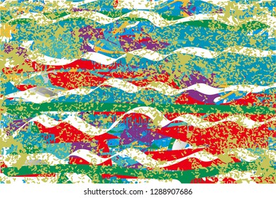 Distressed multicolor background with spots, scratches and lines. Abstract vector illustration